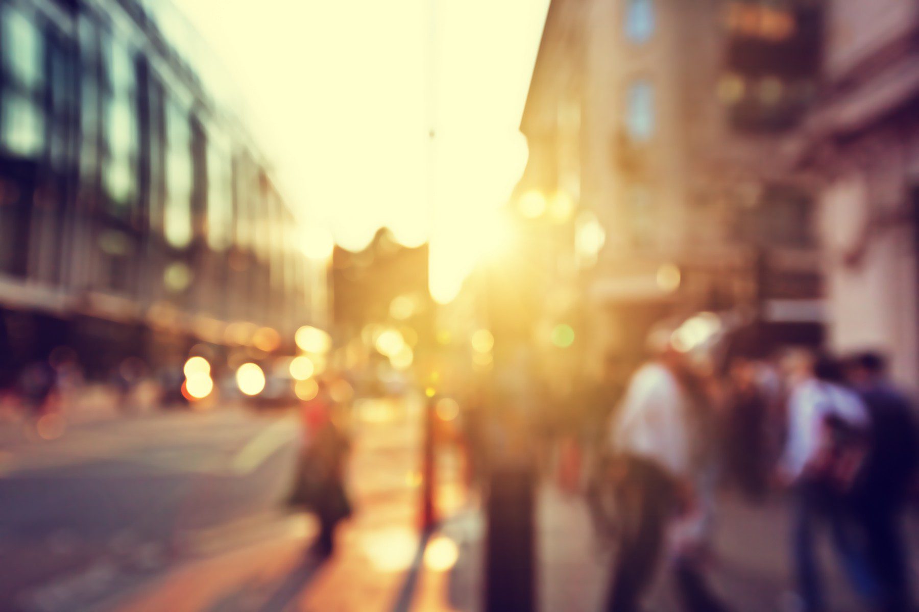 blurred city street with people