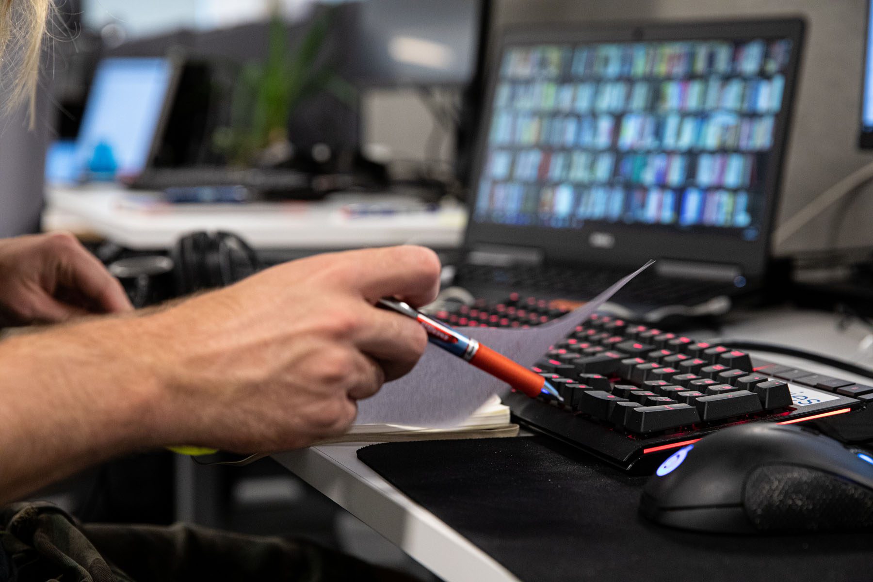 Close-up pf person typing on keyboard