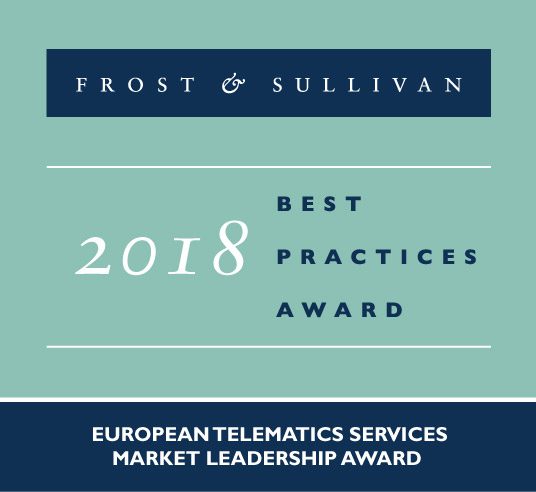 WirelessCar Award logo for Frost & Sullivan European Telematics Services Market Leadership