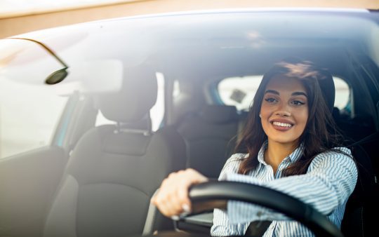 Close-up of driver in a car