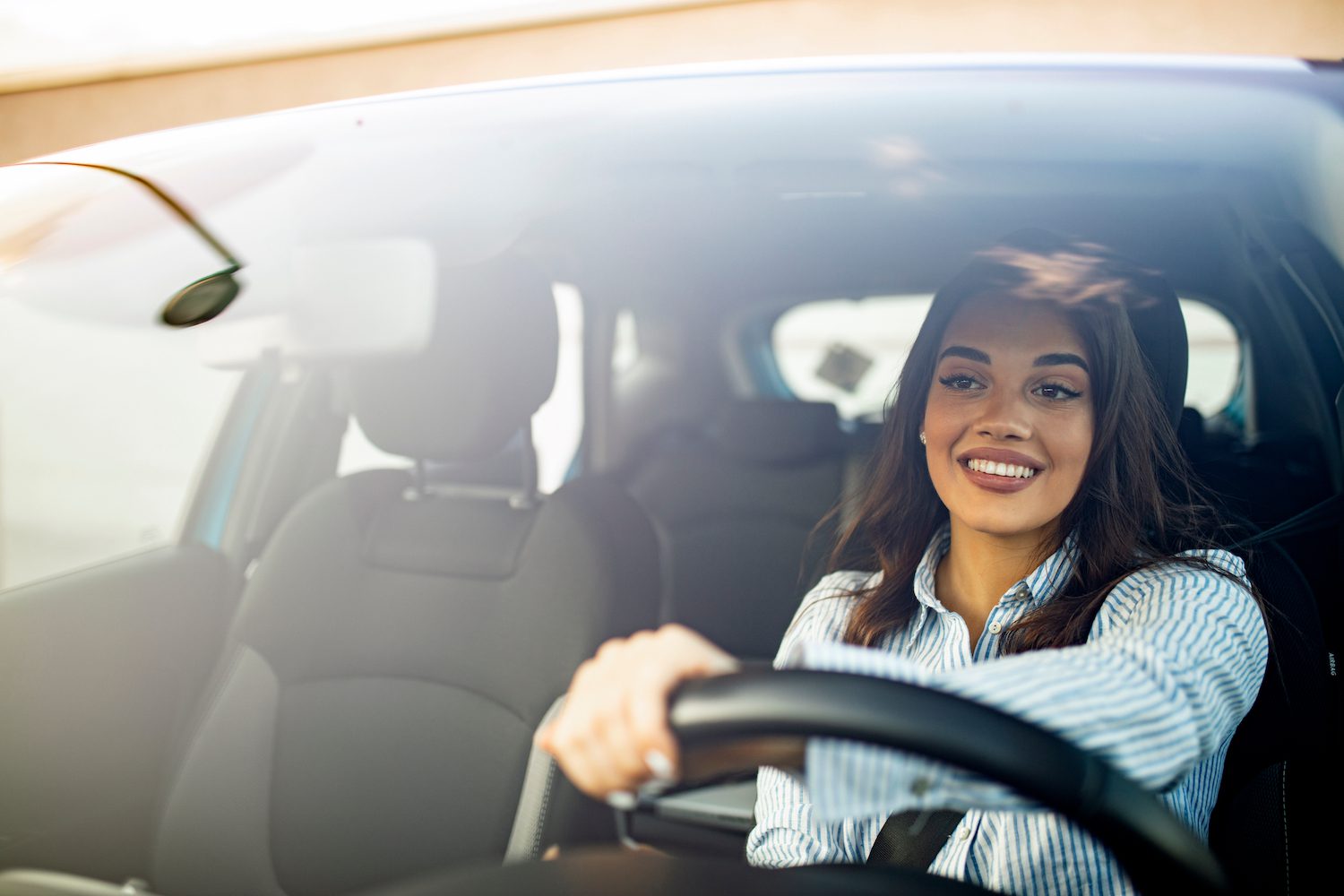 Close-up of driver in a car