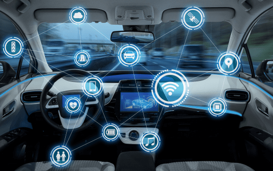 a vehicle cockpit with a wireless communication network