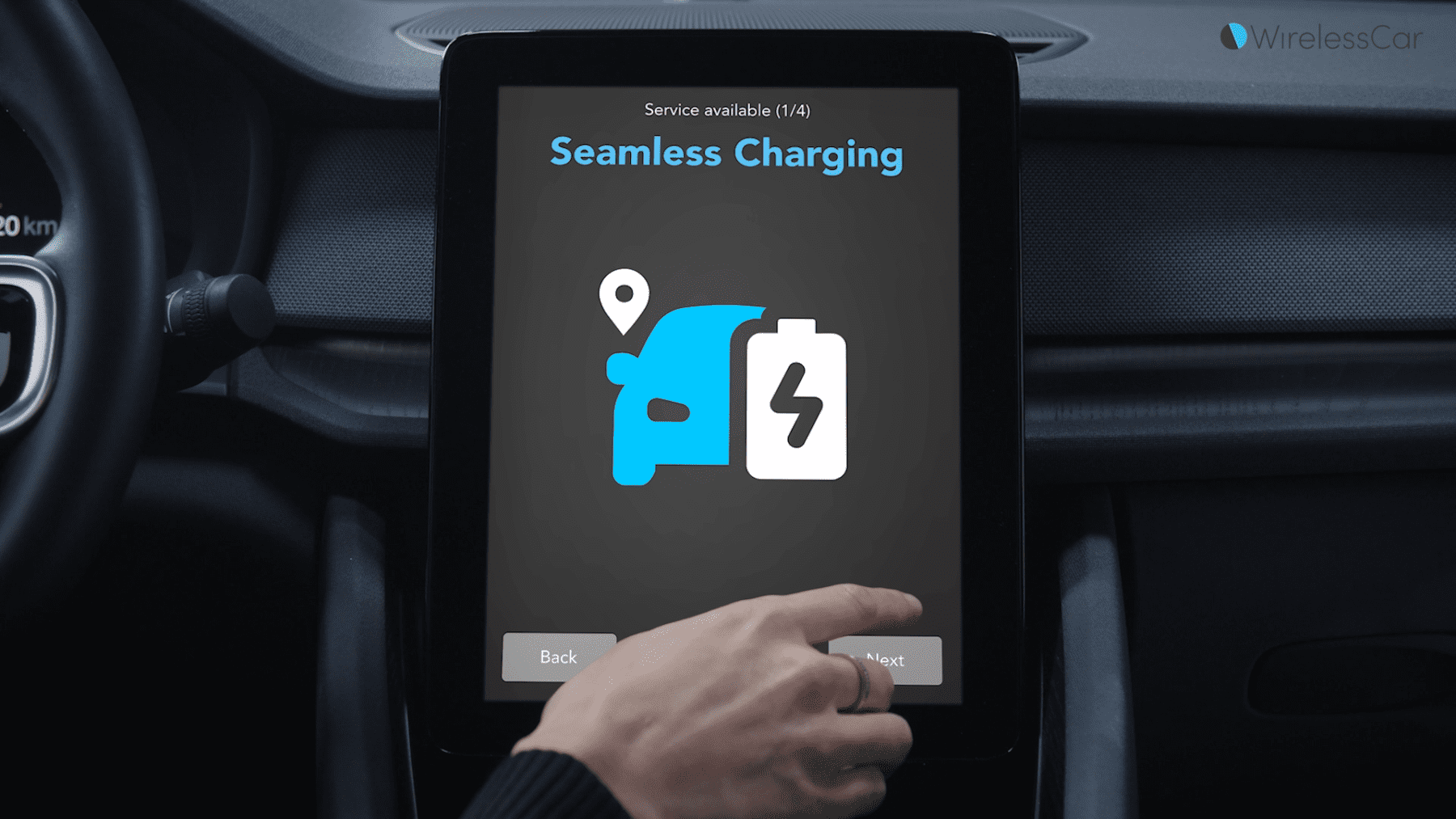 Subscription Management Screenshot 2 a woman's hand swiping on a car screen