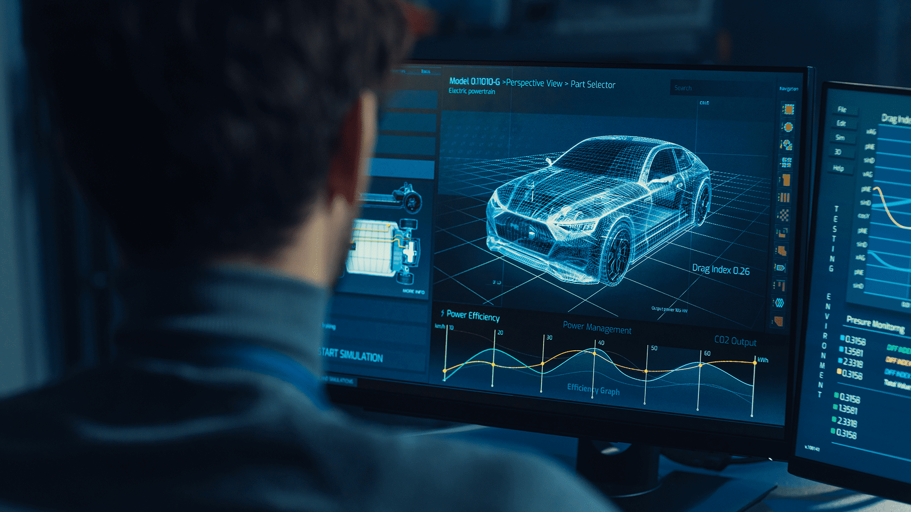 Resized_What are the greatest challenges of automotive cybersecurity and data privacy for connected cars 3 a man looking at a computer screen