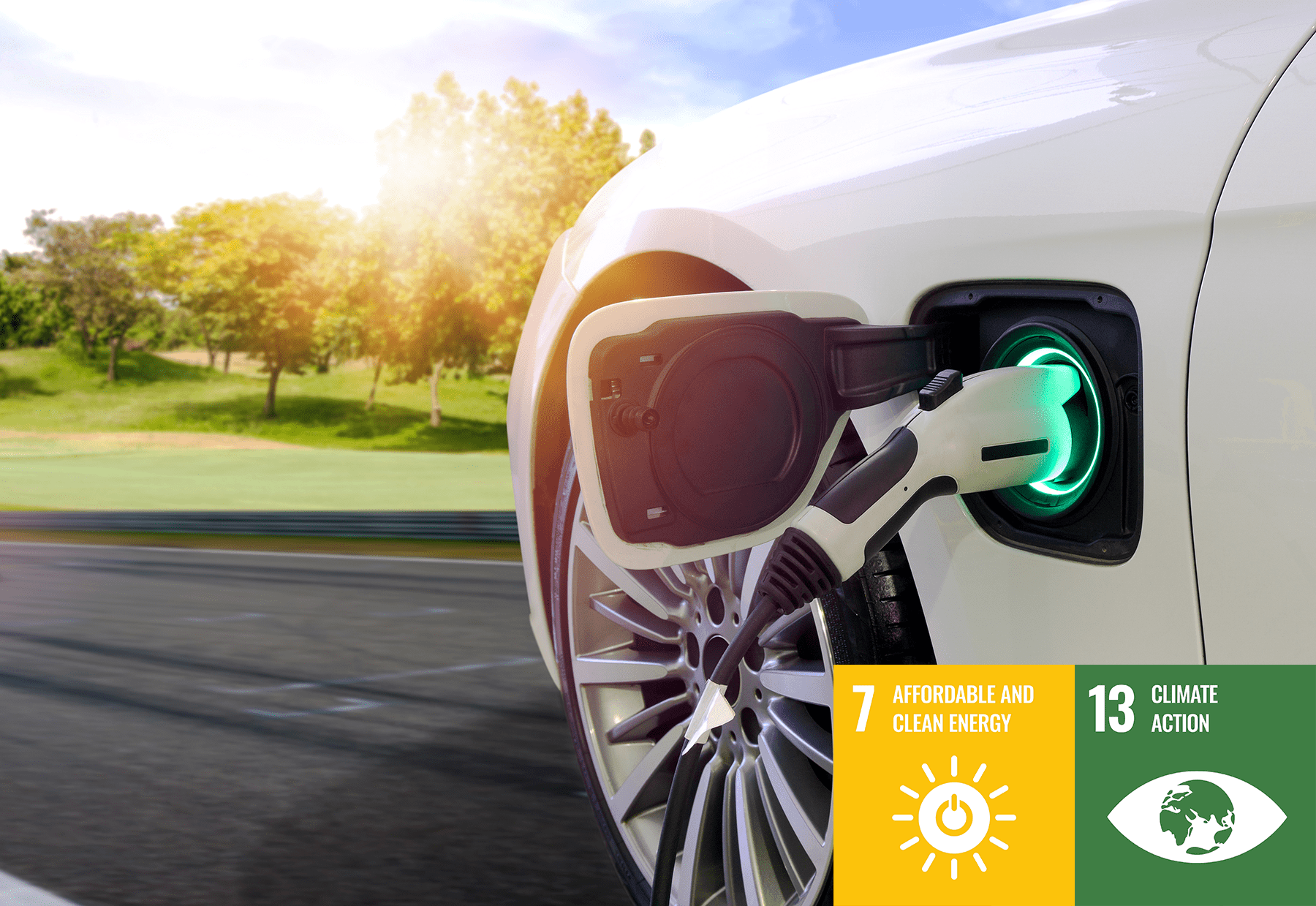 EV charging with SDG icons