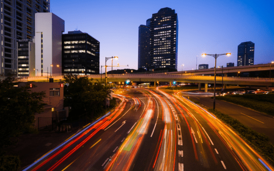 Long exposure traffic scene of tokyo