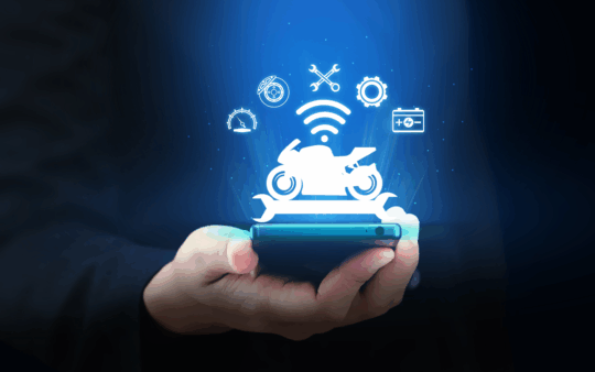 Smart motorcycle app concept featuring Motorcycle App-Connect: an intelligent mobile app designed for seamless motorcycle management and service alerts.