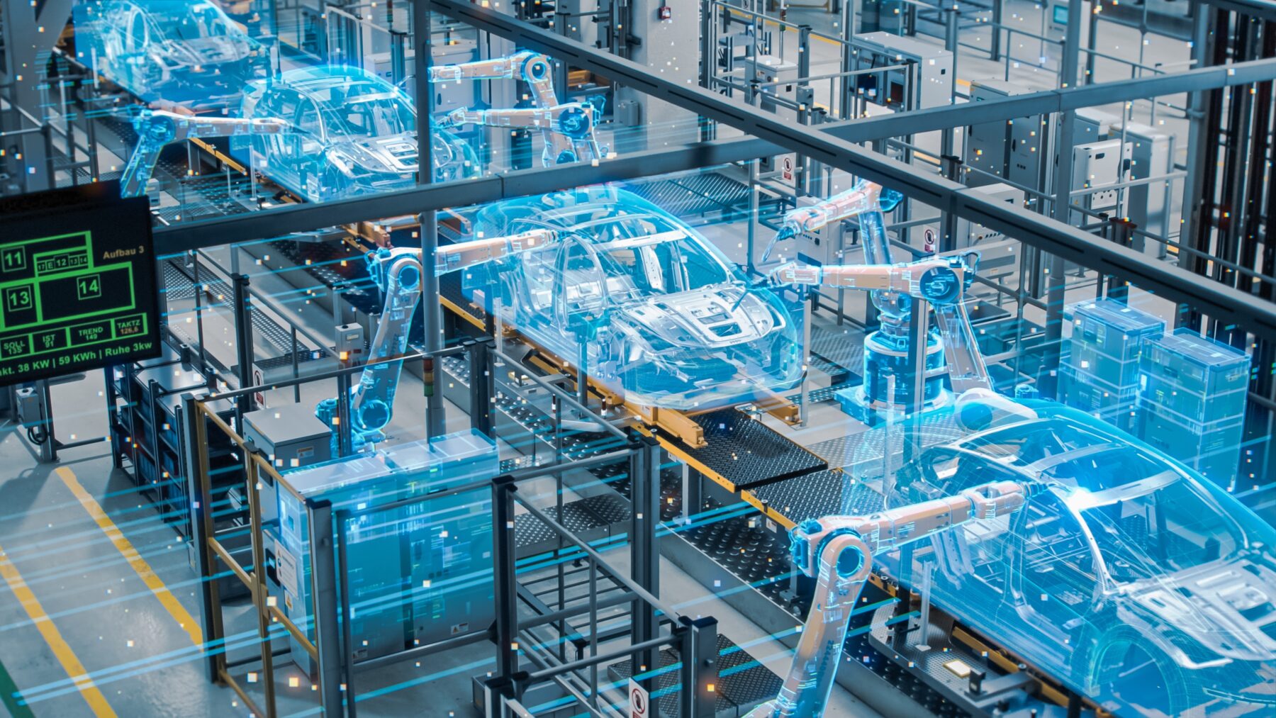 Car,Factory,Digitalization,Industry,4.0,Concept:,Automated,Robot,Arm,Assembly